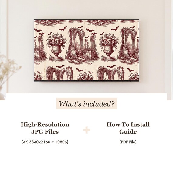 Gothic Toile Bats Samsung Frame TV Art — view 4