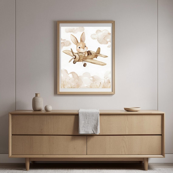 Bunny Airplane Nursery Wall Art