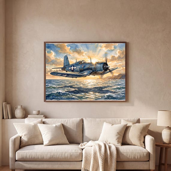 F4U Corsair Watercolor Print — view 2