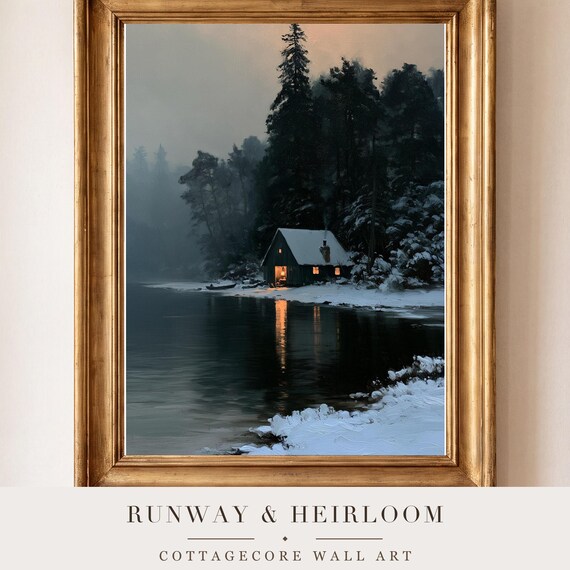Ice Fishing Hut Antique Oil Painting — view 4