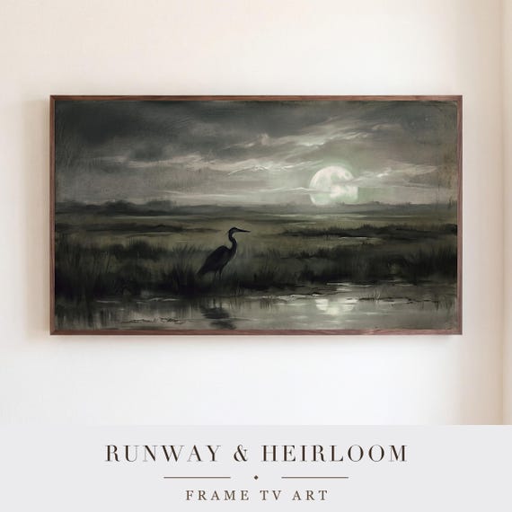 Heron at Moonrise Samsung Frame TV Art — view 5