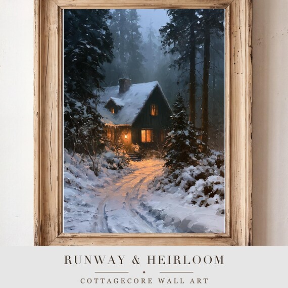 Glowing Lodge Window Antique Oil Painting