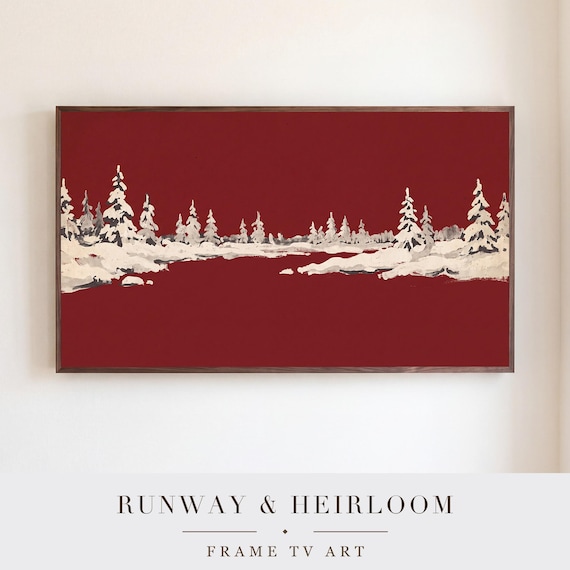 Snow on Oxblood Samsung Frame TV Art — view 5