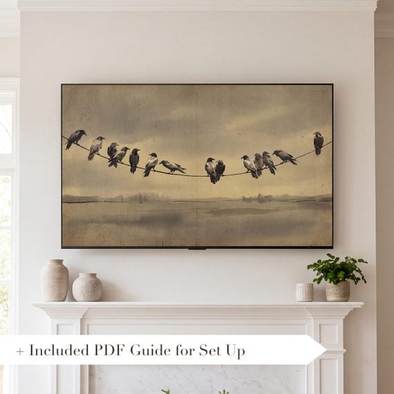 Ravens on a Wire Samsung Frame TV Art — view 2