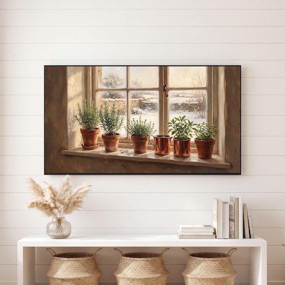 Snowy Kitchen Window Samsung Frame TV Art — view 6