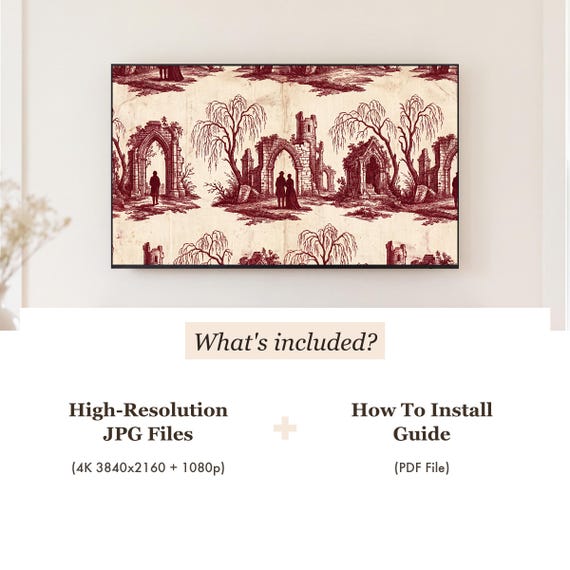 Gothic Follies Toile Samsung Frame TV Art — view 4