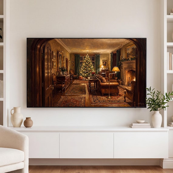 Firelit Library Samsung Frame TV Art — view 3