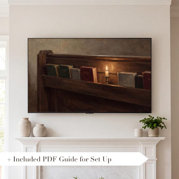 Hymn Books and Candle Samsung Frame TV Art — view 2