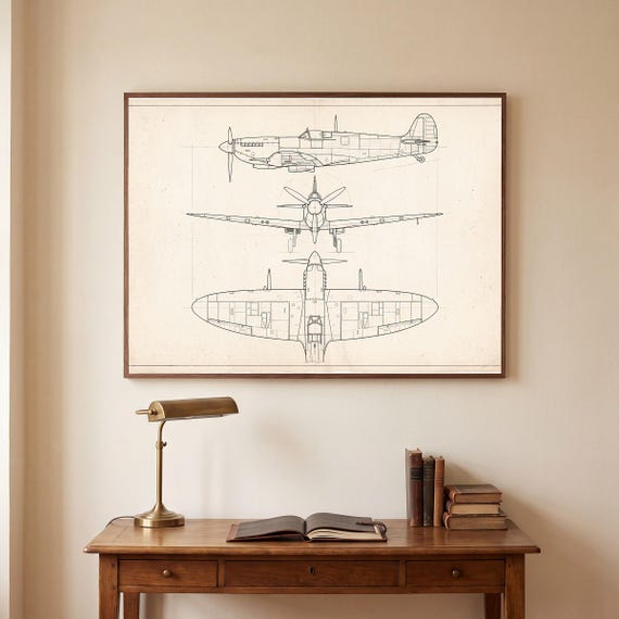 Supermarine Spitfire Blueprint Print — view 5