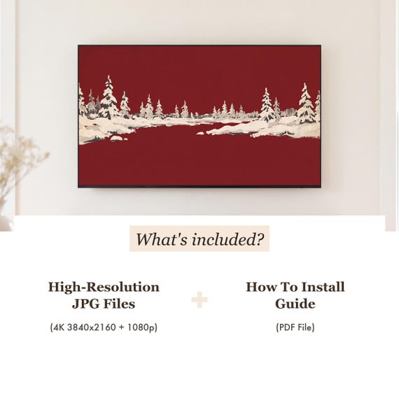 Snow on Oxblood Samsung Frame TV Art — view 4