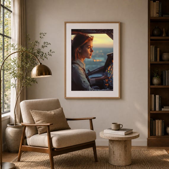 Female Pilot Cockpit Wall Art — view 5