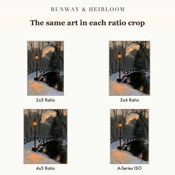 Snowy Footbridge Antique Oil Painting — view 6