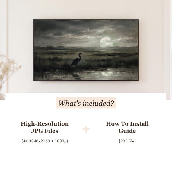 Heron at Moonrise Samsung Frame TV Art — view 4