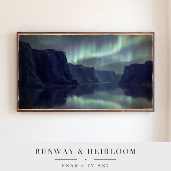 Fjord Cliffs Aurora Samsung Frame TV Art — view 5