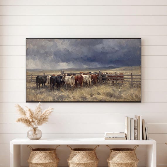 Cattle in Snow Samsung Frame TV Art — view 6