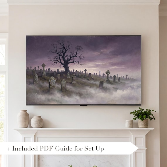 Gothic Cemetery Oak Samsung Frame TV Art — view 2