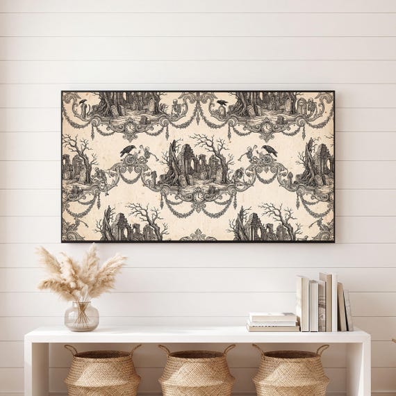 Ink on Bone Toile Samsung Frame TV Art — view 6