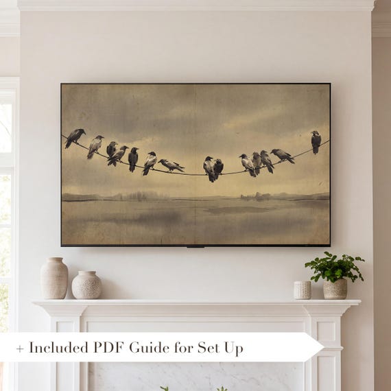 Ravens on a Wire Samsung Frame TV Art Bundle of 6 (4K Digital Download) — view 2