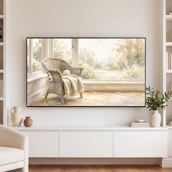 Wicker Chair Samsung Frame TV Art — view 3