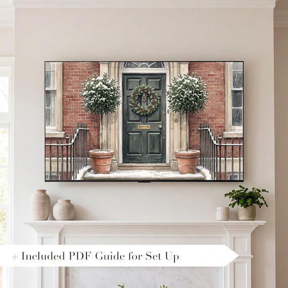 Frame TV Art Bundle 24 Vintage Christmas Village Snow Paintings 4K Download — view 2