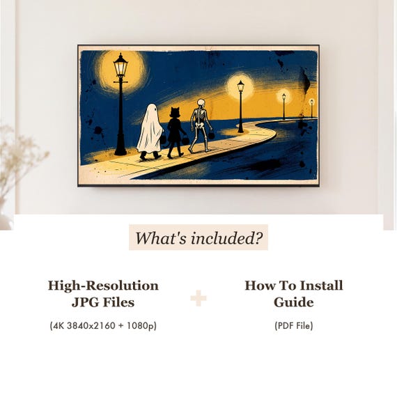 Ghost Cat and Skeleton Samsung Frame TV Art — view 4