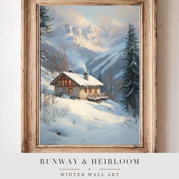 Alpine Chalet Antique Oil Painting