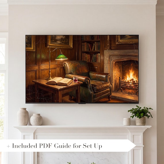 Fireside Chair Samsung Frame TV Art — view 2