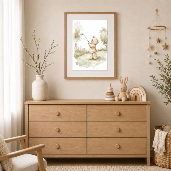 Golf Teddy Nursery Wall Art — view 2