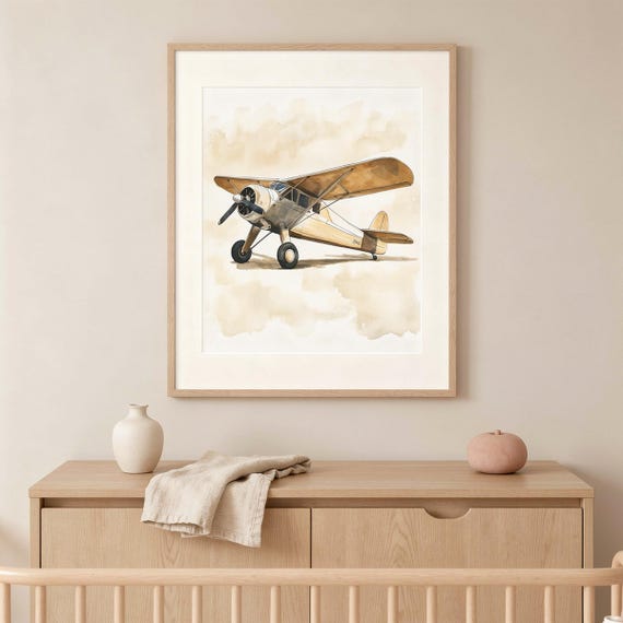 Vintage Airplane Nursery Wall Art