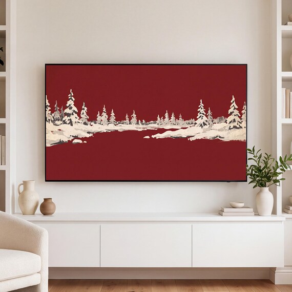 Snow on Oxblood Samsung Frame TV Art — view 3