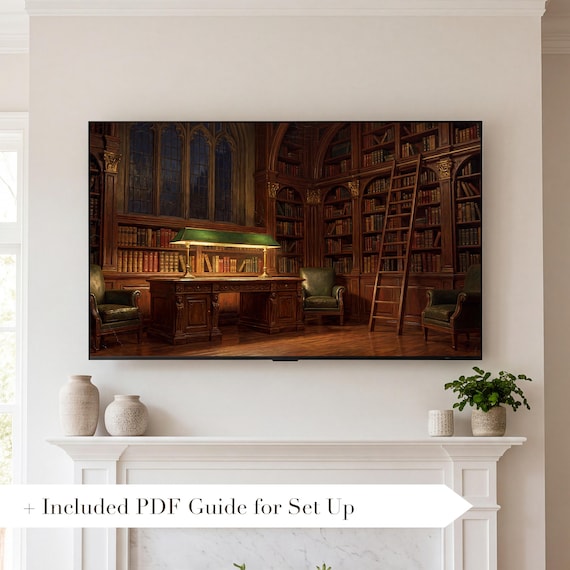 Library Ladder Samsung Frame TV Art — view 2