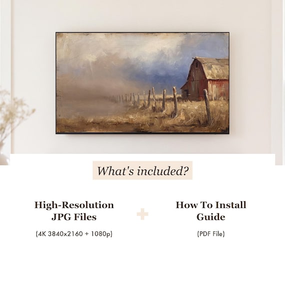Red Barn in Snow Samsung Frame TV Art — view 4