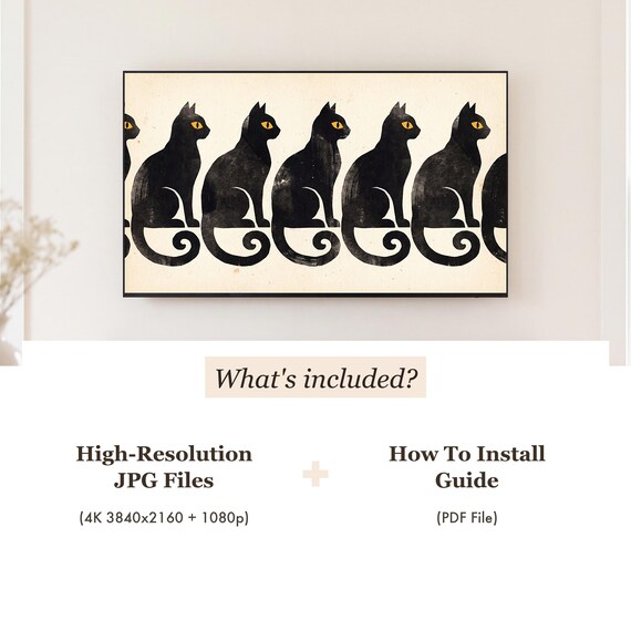 Seated Black Cats Samsung Frame TV Art — view 4