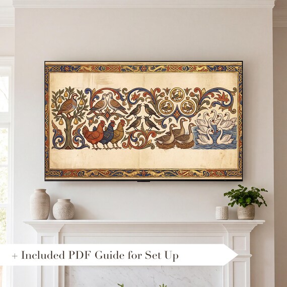 Twelve Days Birds Samsung Frame TV Art — view 2