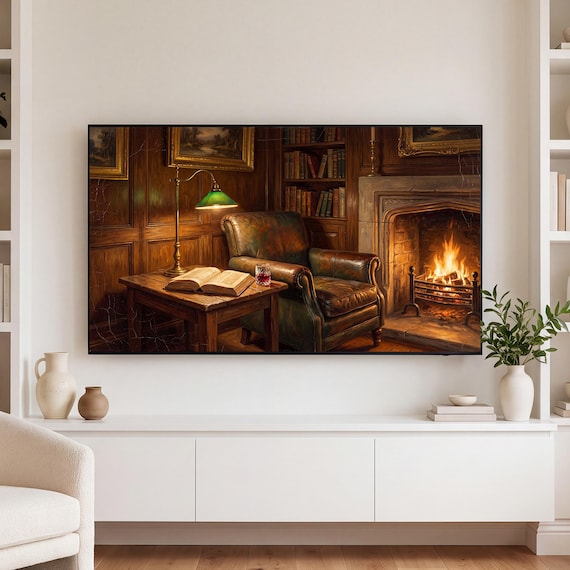 Fireside Chair Samsung Frame TV Art — view 3