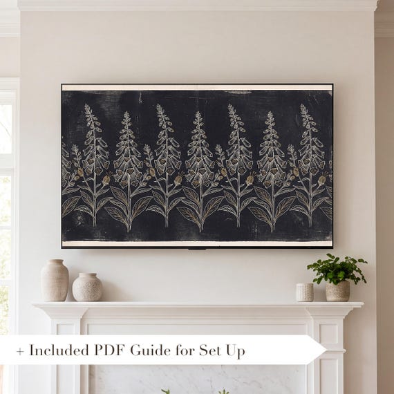 Foxglove Blackwork Samsung Frame TV Art — view 2