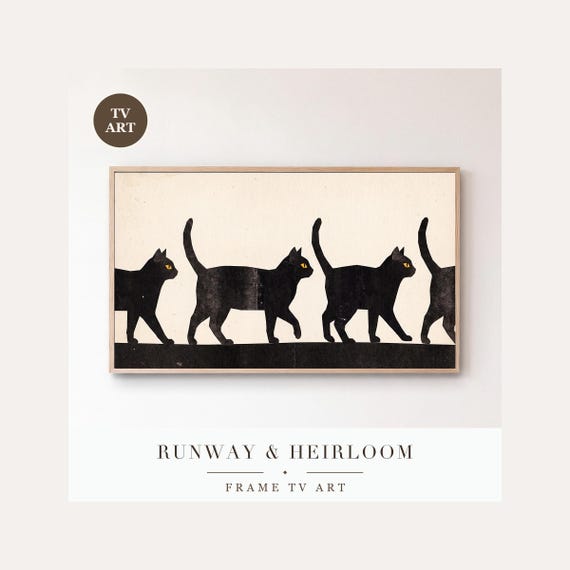 Black Cat Halloween Frame TV Art Bundle of 6, Samsung Frame TV Art Cut Paper Graphic Cats, Mini…