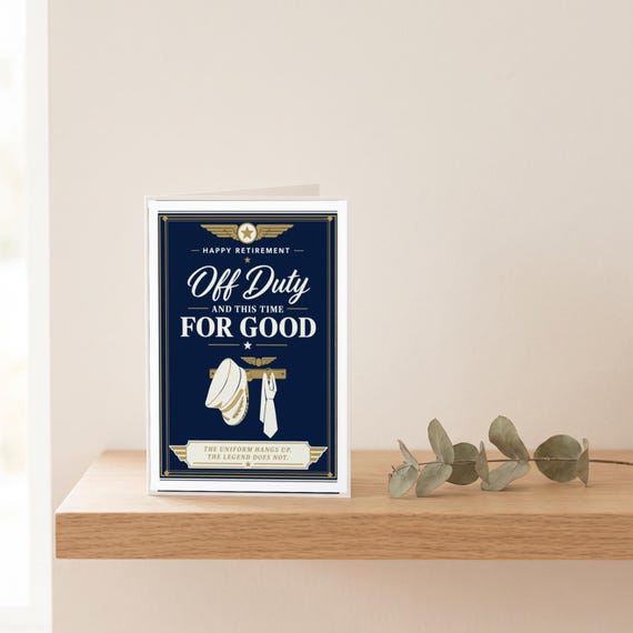 Off Duty For Good Pilot Retirement Card Printable Happy Farewell Digital Download Aviation Captain Gift Crew Party Keepsake Dad Men — view 6
