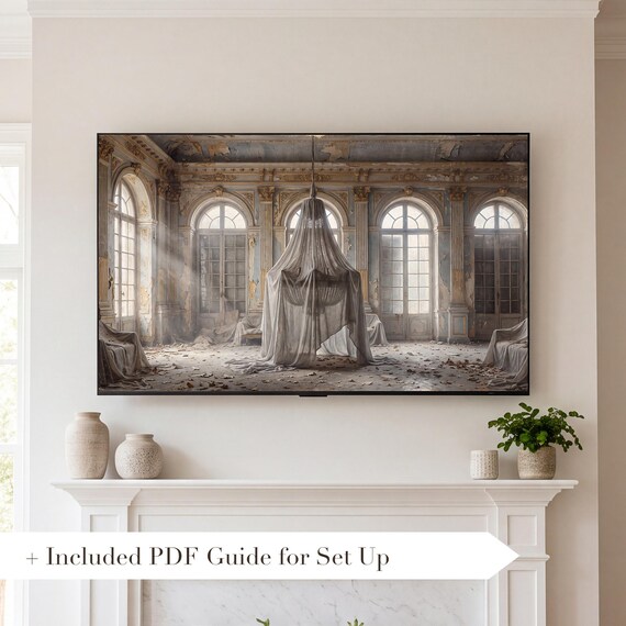 Sheeted Chandelier Samsung Frame TV Art — view 2