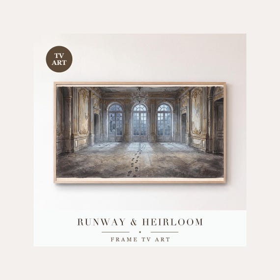 Footprints in the Dust Frame TV Art, Samsung Frame TV Art Abandoned Ballroom Painting, Haunted …