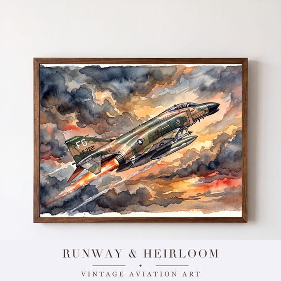 F-4 Phantom II Watercolor Print — aviation wall art print