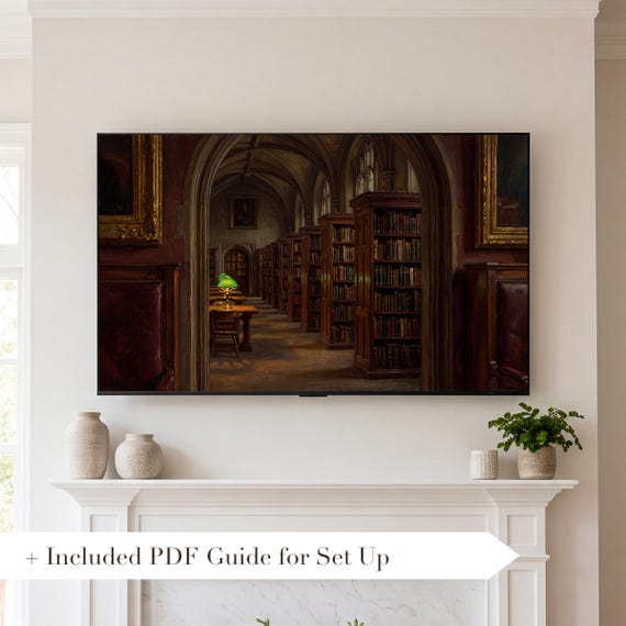 Gothic Library Samsung Frame TV Art — view 2