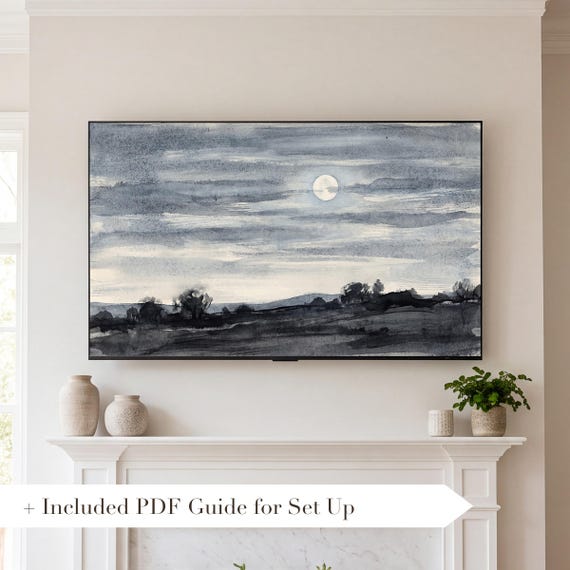 Moon and Streaked Cloud Samsung Frame TV Art — view 2