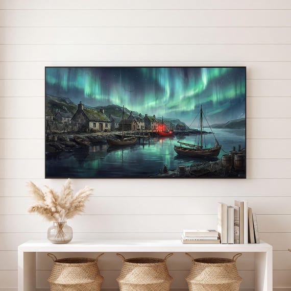 Fishing Hamlet Aurora Samsung Frame TV Art — view 6