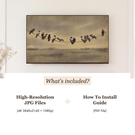 Ravens on a Wire Samsung Frame TV Art Bundle of 6 (4K Digital Download) — view 4