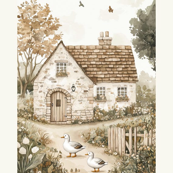 English Cottage Nursery Wall Art