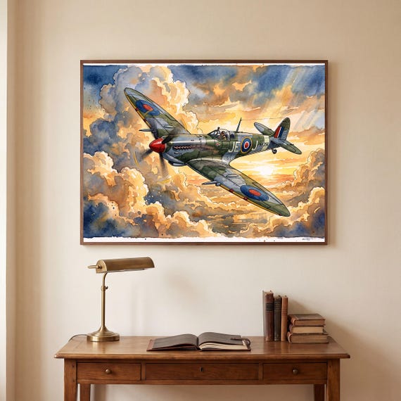 Supermarine Spitfire Watercolor Print — view 5