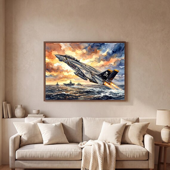 F-14 Tomcat Watercolor Print — view 2
