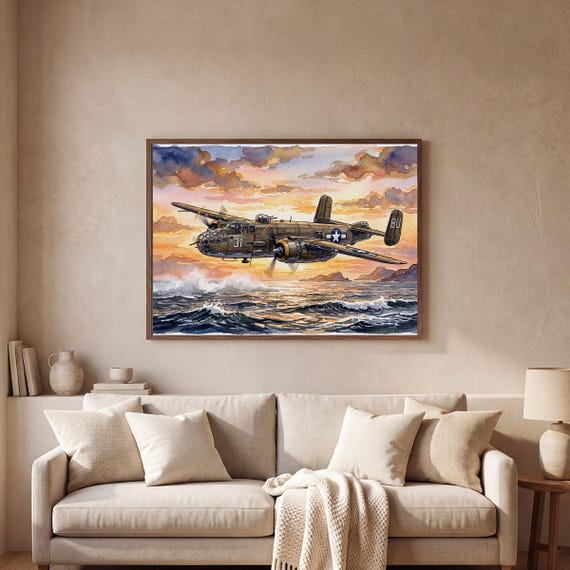 B-25 Mitchell Watercolor Print — view 2