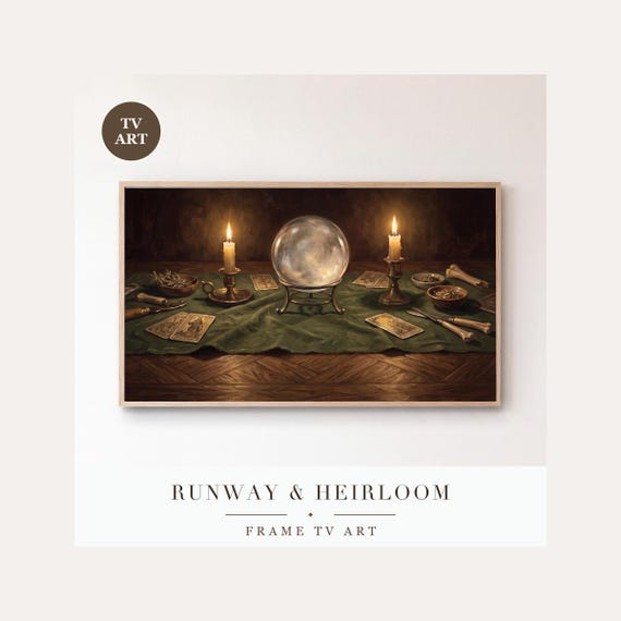 Crystal Ball Frame TV Art, Samsung Frame TV Art Candlelit Victorian Seance Still Life, Gothic H…